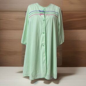 Vintage 2 Pc Lorraine Green Nylon Babydoll Nightgown and Robe Peignoir